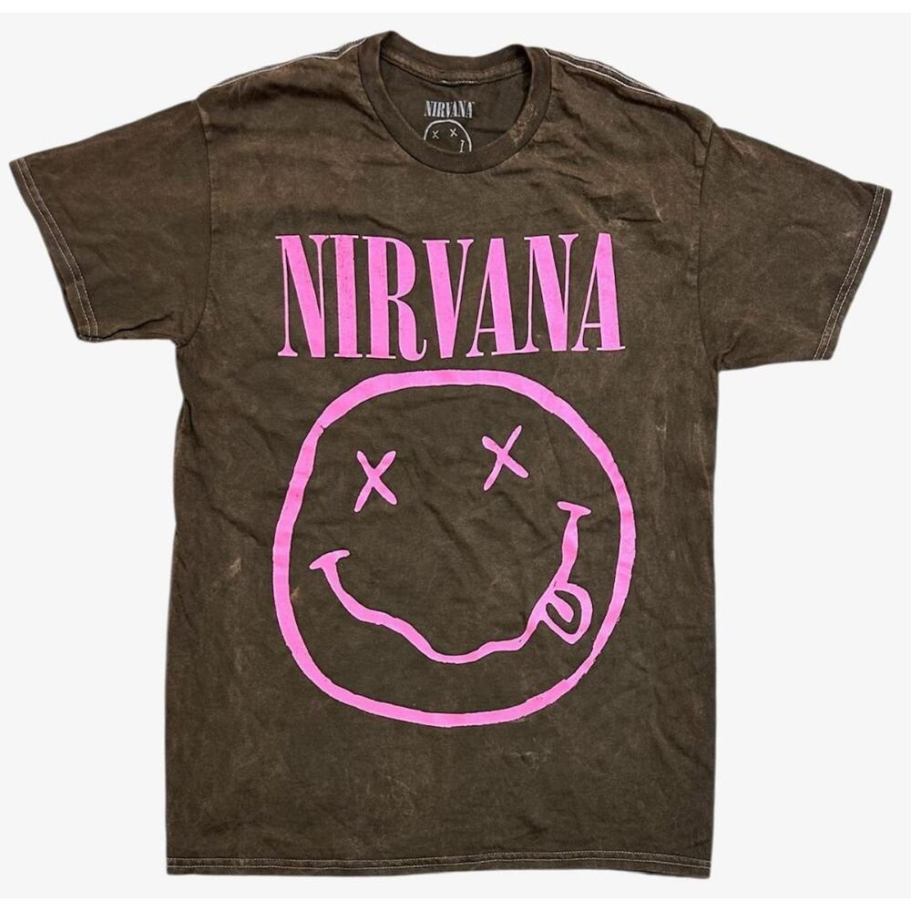 Nirvana T-Shirt Concert Tour In Utero Daze Smile Distressed Vintage Wash Tee - Picture 2 of 4